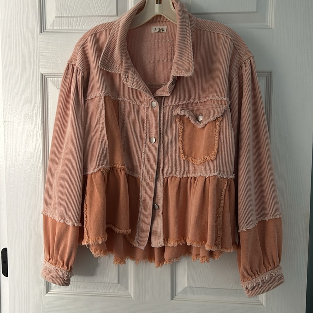 POL Corduroy/Pink denim shacket jacket -NWOT